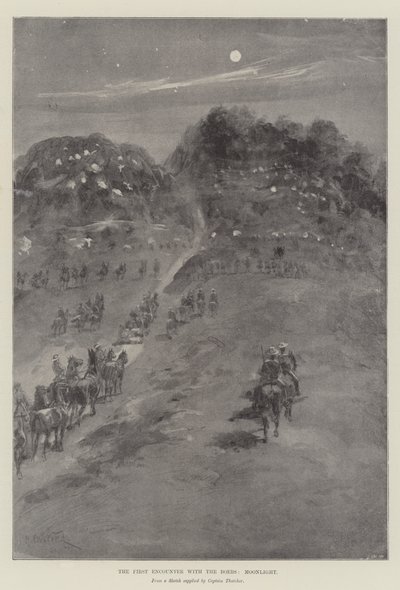 La première rencontre avec les Boers, clair de lune - William Heysham Overend
