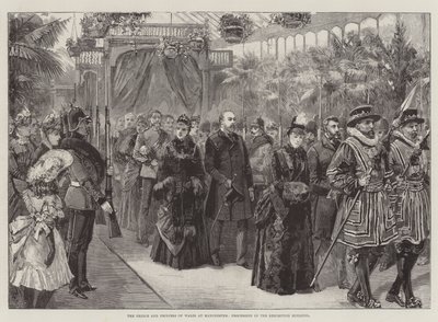 Le Prince et la Princesse de Galles à Manchester, procession dans le bâtiment de l