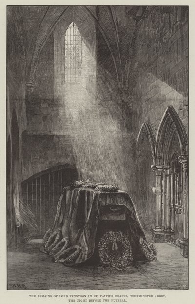 Les Restes de Lord Tennyson dans la Chapelle Saint-Faith, Abbaye de Westminster, la Nuit avant les Funérailles - William Heysham Overend