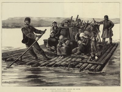 La Guerre, une famille paysanne bulgare traversant le Danube - William Heysham Overend