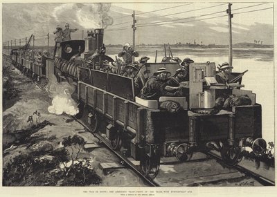 La Guerre en Égypte, le Train Blindé, avant du Train, avec un Canon Nordenfeldt - William Heysham Overend