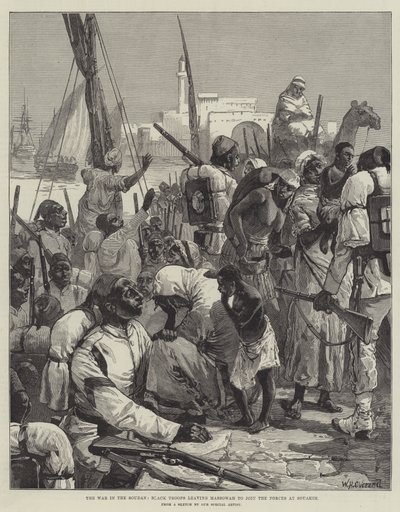 La guerre au Soudan, troupes noires quittant Massowah pour rejoindre les forces à Souakim - William Heysham Overend