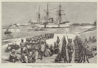 La guerre au Soudan, débarquement des 15e Sikhs à Souakim - William Heysham Overend