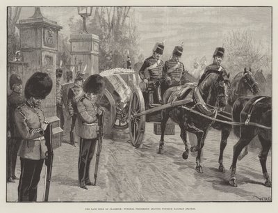 Le défunt Duc de Clarence, Procession Funéraire quittant la gare de Windsor - William Heysham Overend