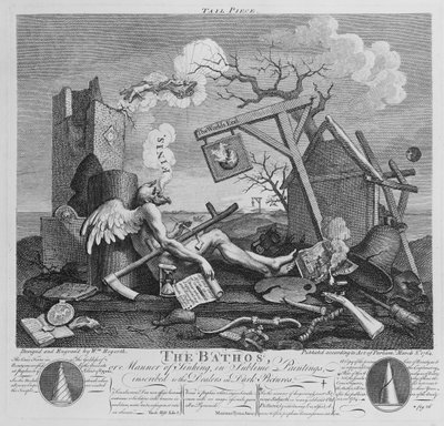 Bathos, manière de sombrer, dans des peintures sublimes inscrites aux marchands de tableaux sombres, 1764 - William Hogarth