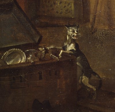 Chat avec un coffre (détail de A Rake