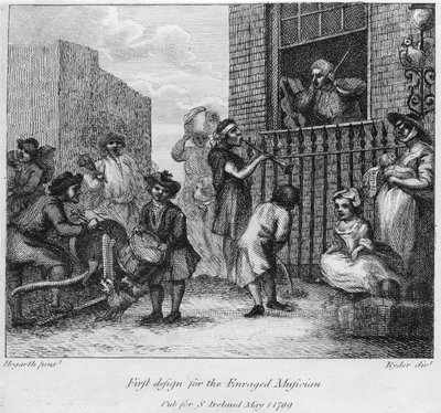 Premier dessin pour Le Musicien enragé, 1799 - William Hogarth