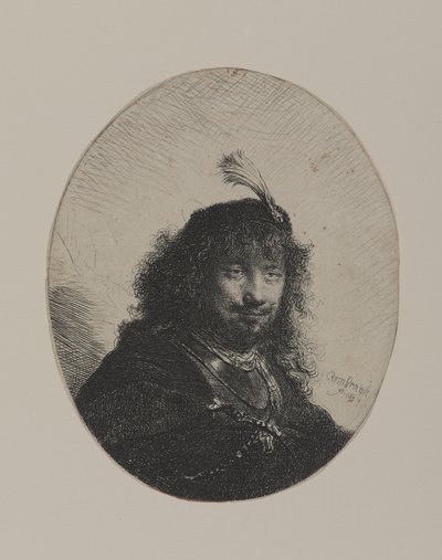 Rembrandt avec un chapeau à plumes et un sabre abaissé - William Hogarth