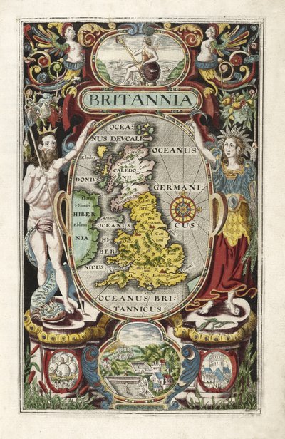 Frontispice de Britannia, par William Camden, publié en 1607 - William Hole