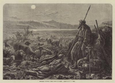 Bergers surveillant leurs troupeaux la nuit - William J. Webbe or Webb