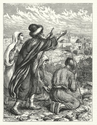 Pèlerins juifs en vue de Jérusalem (gravure) - William James Webbe