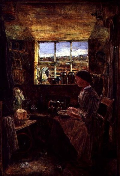 Épluchage de pommes de terre dans une cuisine de cottage - William Joseph J.C. Bond