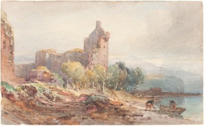 Un château en ruine sur un lac - William Leighton Leitch