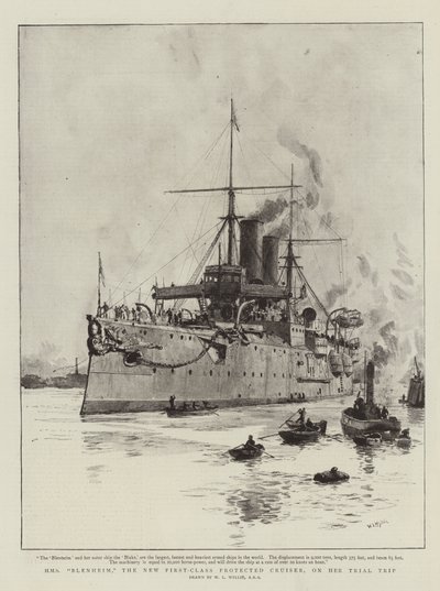 HMS Blenheim, le nouveau croiseur protégé de première classe, lors de son voyage d
