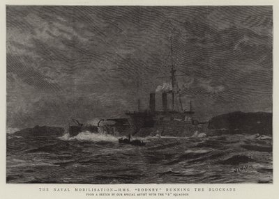 La mobilisation navale, H M S Rodney franchissant le blocus - William Lionel Wyllie