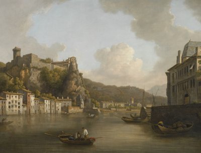 French: Une vue du château de Pierre-Scize à Lyon A view of Chateau of Pierre Encise on the Rhone, Lyon - William Marlow