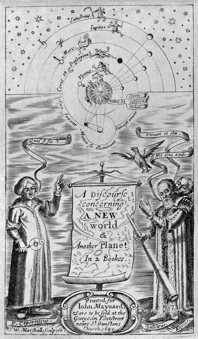 Discours sur un nouveau monde et une autre planète en 2 livres, 1640 (frontispice) - William Marshall