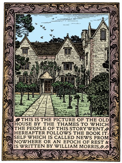 Kelmscott Manor, Gloucestershire, frontispice de News from Nowhere, c1892 1901 - William Morris