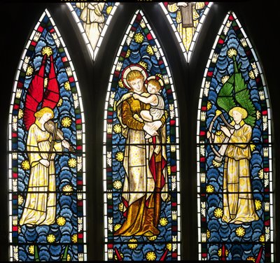 Madone et Enfant avec deux anges, moitié supérieure de la fenêtre des Anges (détail) - William Morris