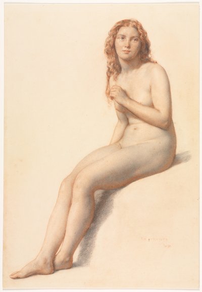 Nu féminin, assis, vue de trois quarts de face - William Mulready