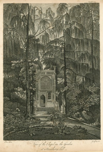 Vue de la chapelle dans le jardin de Strawberry Hill, Twickenham, Londres - William Pars