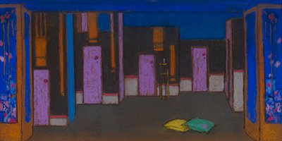 Hall avec portes (décor pour Alice au pays des merveilles, 1915) - William Penhallow Henderson