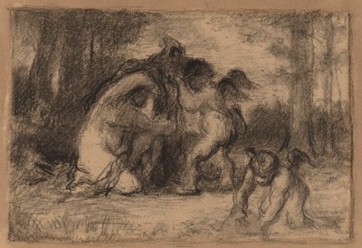 Paysage boisé avec putti aidant une femme à se déshabiller - William Perkins Babcock
