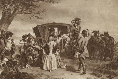 Famille arrêtée par le bandit de grand chemin français Claude Duval - William Powell (after) Frith