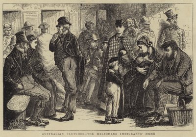 Croquis australiens, le foyer des immigrants de Melbourne - William Ralston