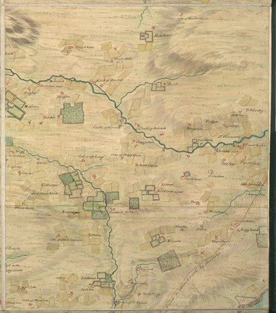 Carte de Roy 19/3f : Zone autour de Colliston, dans le Forfarshire (ou Angus), de l