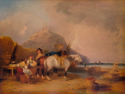 Scène côtière, avec personnages et chevaux, vers 1841 - William Shayer