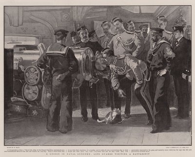 Leçon de tir naval, les Gardes à cheval visitant un cuirassé - William Small