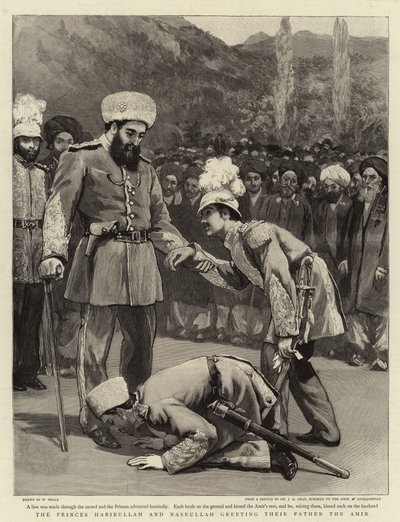 Les princes Habibullah et Nasrullah saluant leur père l