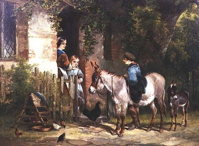 Figures avec des ânes devant un cottage - William Snr. Shayer