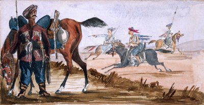 Bachi-bouzouk de Circassie, et autres en exercice en arrière-plan - William Thomas Markham