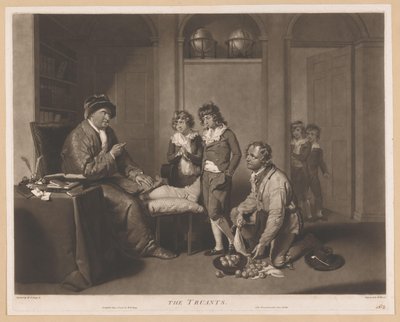 Homme réprimandant des enfants et un homme agenouillé avec des poires - William Ward