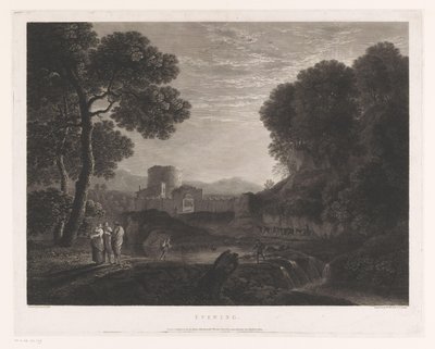 Paysage avec une porte et une tour au bord d