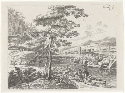 Paysage avec un pèlerin et un berger - William Young Ottley