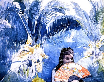 Une fille espagnole avec un éventail - Winslow Homer