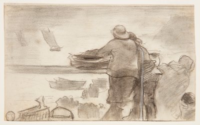 Plage avec bateaux et personnes, Cullercoats, Angleterre - Winslow Homer