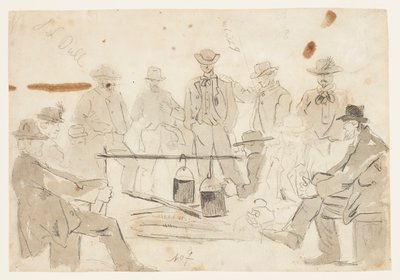 Feu de camp avec des soldats - Winslow Homer