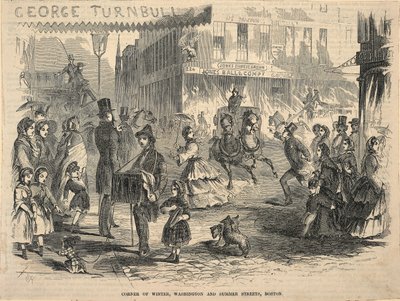 Angle des rues Winter, Washington et Summer, Boston, extrait de Ballou