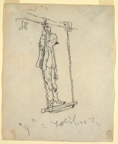 Dessin, garçon sur une balançoire, 1879 - Winslow Homer