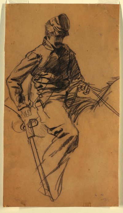 Dessin, soldat de cavalerie à cheval, 1863 - Winslow Homer