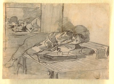 Dessin, homme chinois fumant une pipe d