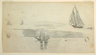 Dessin, Quatre goélettes, peut-être 1880 - Winslow Homer