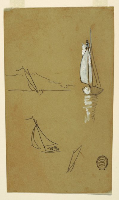 Dessin, Quatre croquis de sloops, 1880 - Winslow Homer