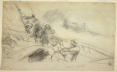 Dessin, Hard-a-Port, 1885-90 - Winslow Homer