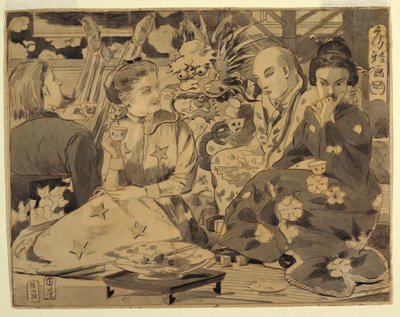 Dessin, International Tea Party, vers 1867 - Winslow Homer