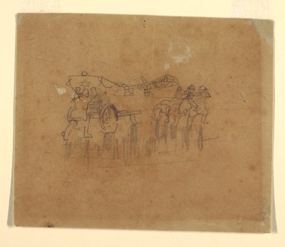 Dessin, canot de sauvetage avec chariot (étude pour "The Wreck", peinture à l